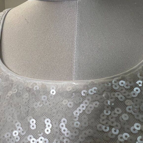 NWT LAFAYETTE 148 NEW YORK- NEW Sequin Stretch Tank Top-White/Cloud-Size Small - Picture 4 of 15